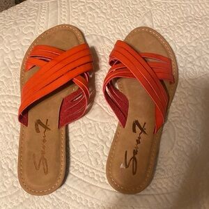 NWOT orange seven brand sandals